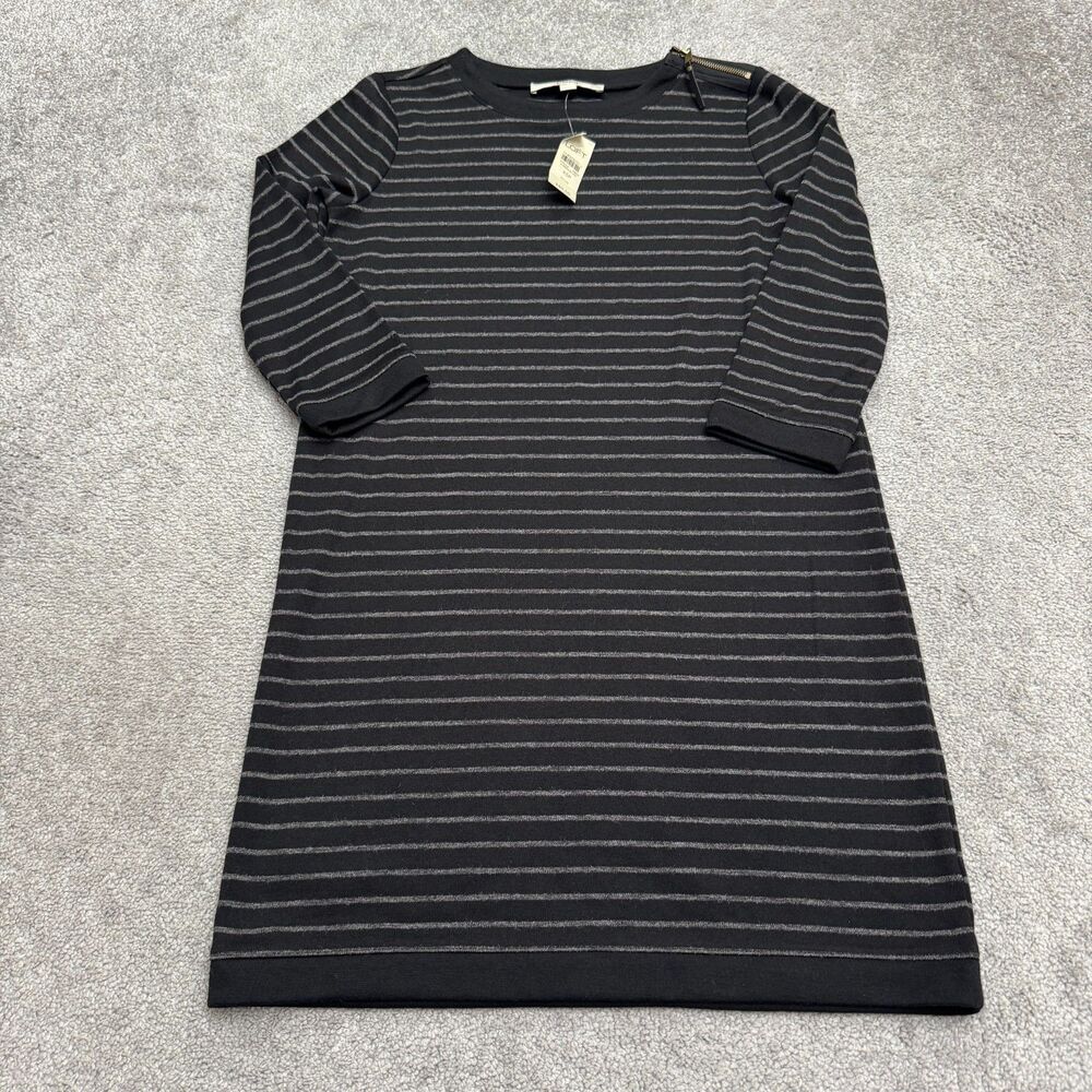 LOFT Petites Striped Shift Dress Women XSP Black White 3/4 Sleeve Classic NWT